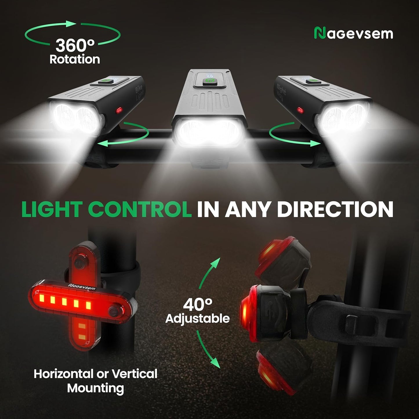 Premium USB-C Rechargeable Bike Light Set for Night Riding - Waterproof, 12+6 Modes, Ideal for Road and Mountain Cycling