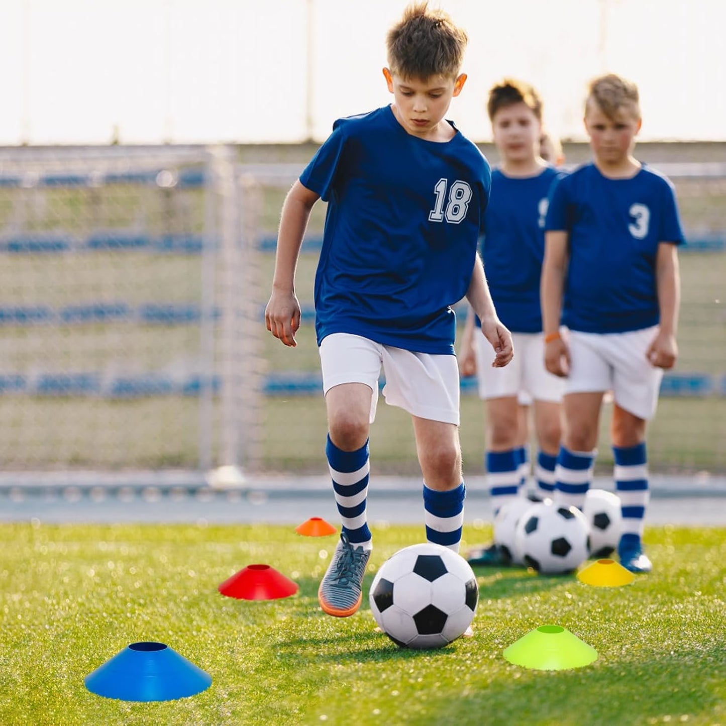 Premium Soccer Agility Training Cones with Mesh Carry Bag (105 PCS)
