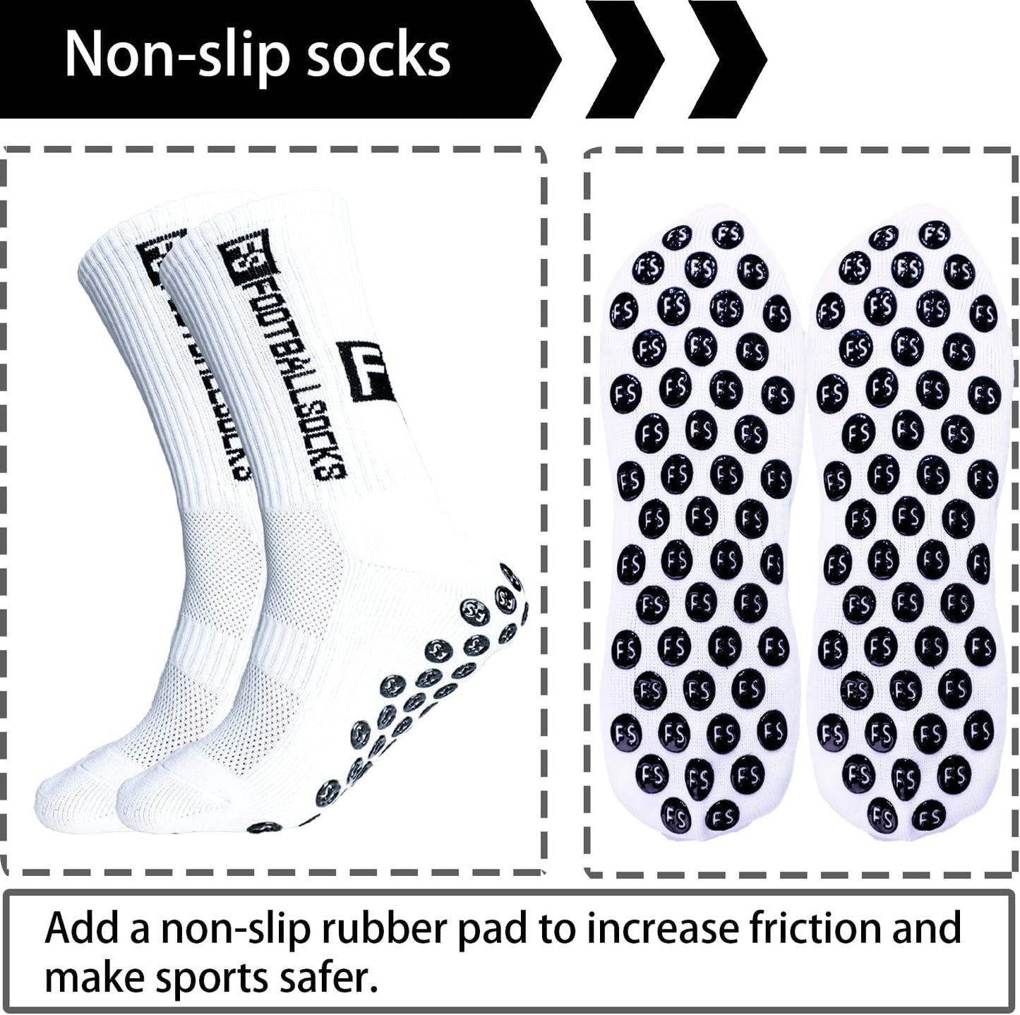 Premium Anti-Slip Grip Socks for Soccer & Sports (3 Pairs)