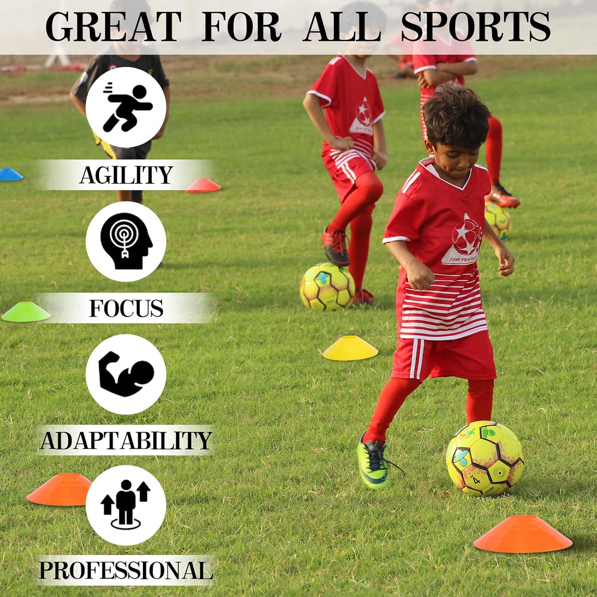 Soccer Cones 15/25/30/50 Pack with Mesh Bag & Strap-Soccer Cones for Sports Training, Football, Basketball,Running Drills-Agility Cones for Indoor and Outdoor Games