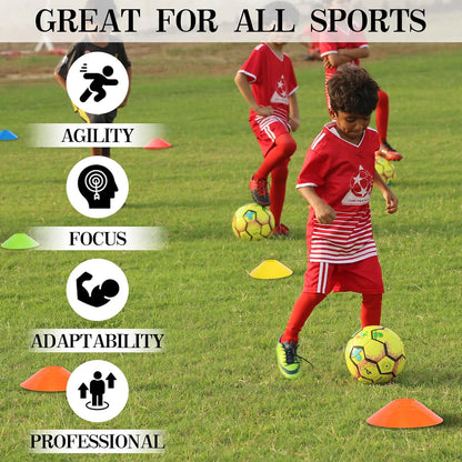 Soccer Cones 15/25/30/50 Pack with Mesh Bag & Strap-Soccer Cones for Sports Training, Football, Basketball,Running Drills-Agility Cones for Indoor and Outdoor Games