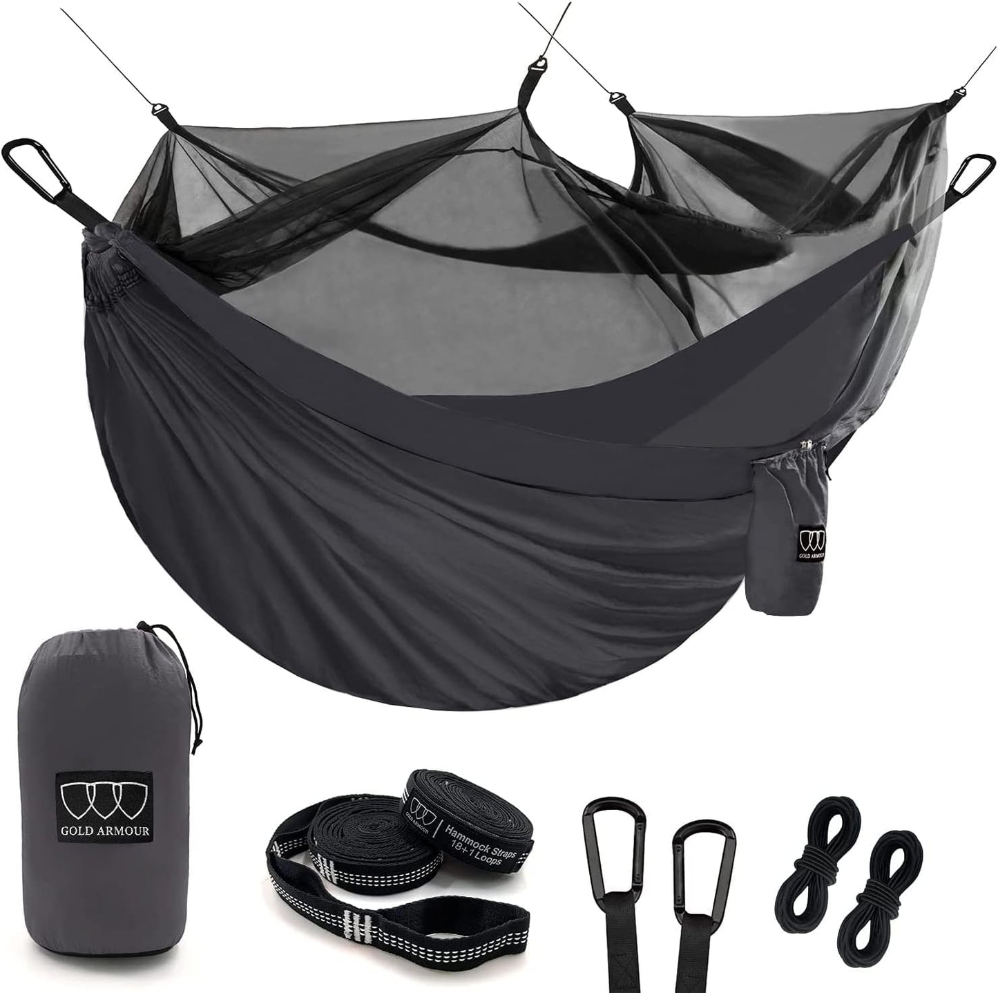 Premium Double Camping Hammock with Mosquito Net - Essential Outdoor Gear for Hiking and Travel 