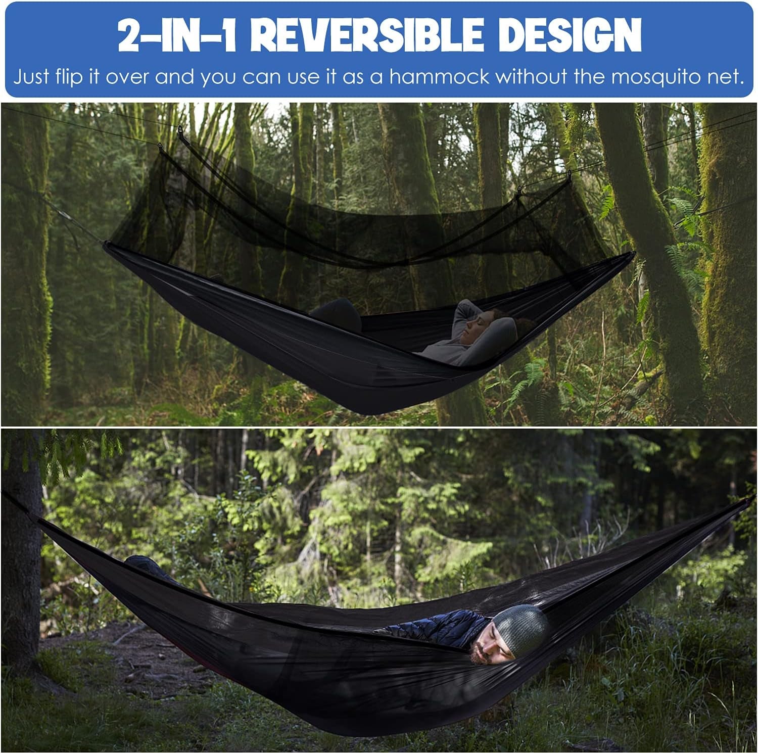 Premium Double Camping Hammock with Mosquito Net - Essential Outdoor Gear for Hiking and Travel 