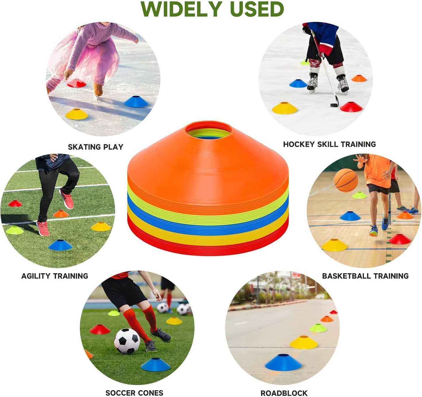 Premium Soccer Agility Training Cones with Mesh Carry Bag (105 PCS)