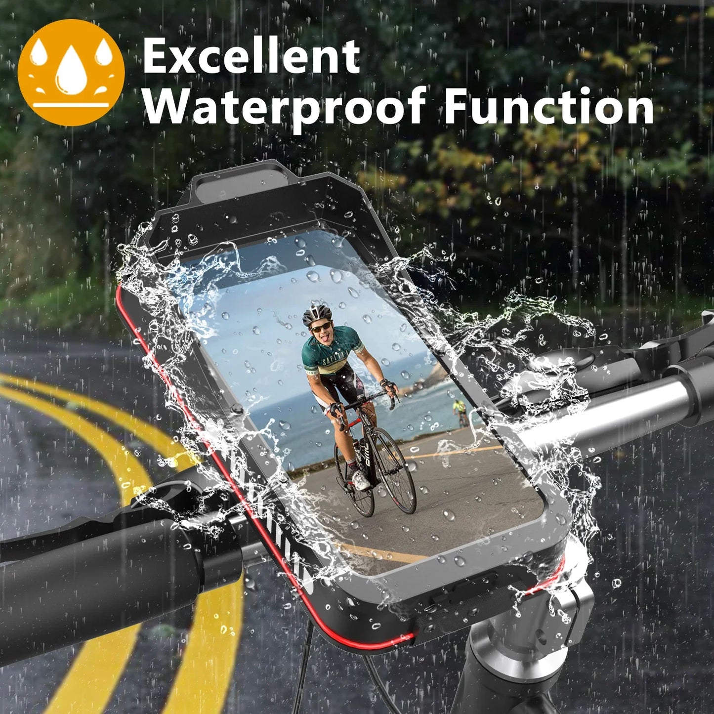 Waterproof Bike and Motorcycle Phone Mount with Touch Screen and Handlebar Base