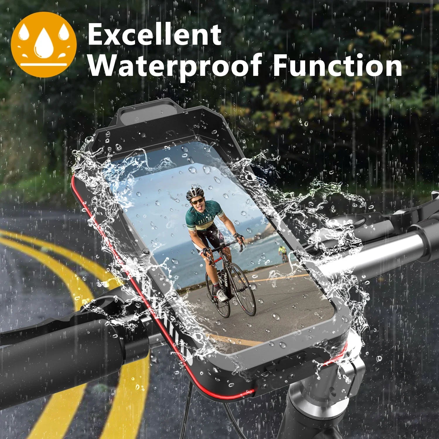 Waterproof Bike and Motorcycle Phone Mount with Touch Screen and Handlebar Base