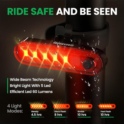 Premium USB-C Rechargeable Bike Light Set for Night Riding - Waterproof, 12+6 Modes, Ideal for Road and Mountain Cycling