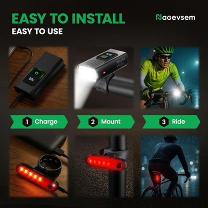 Premium USB-C Rechargeable Bike Light Set for Night Riding - Waterproof, 12+6 Modes, Ideal for Road and Mountain Cycling