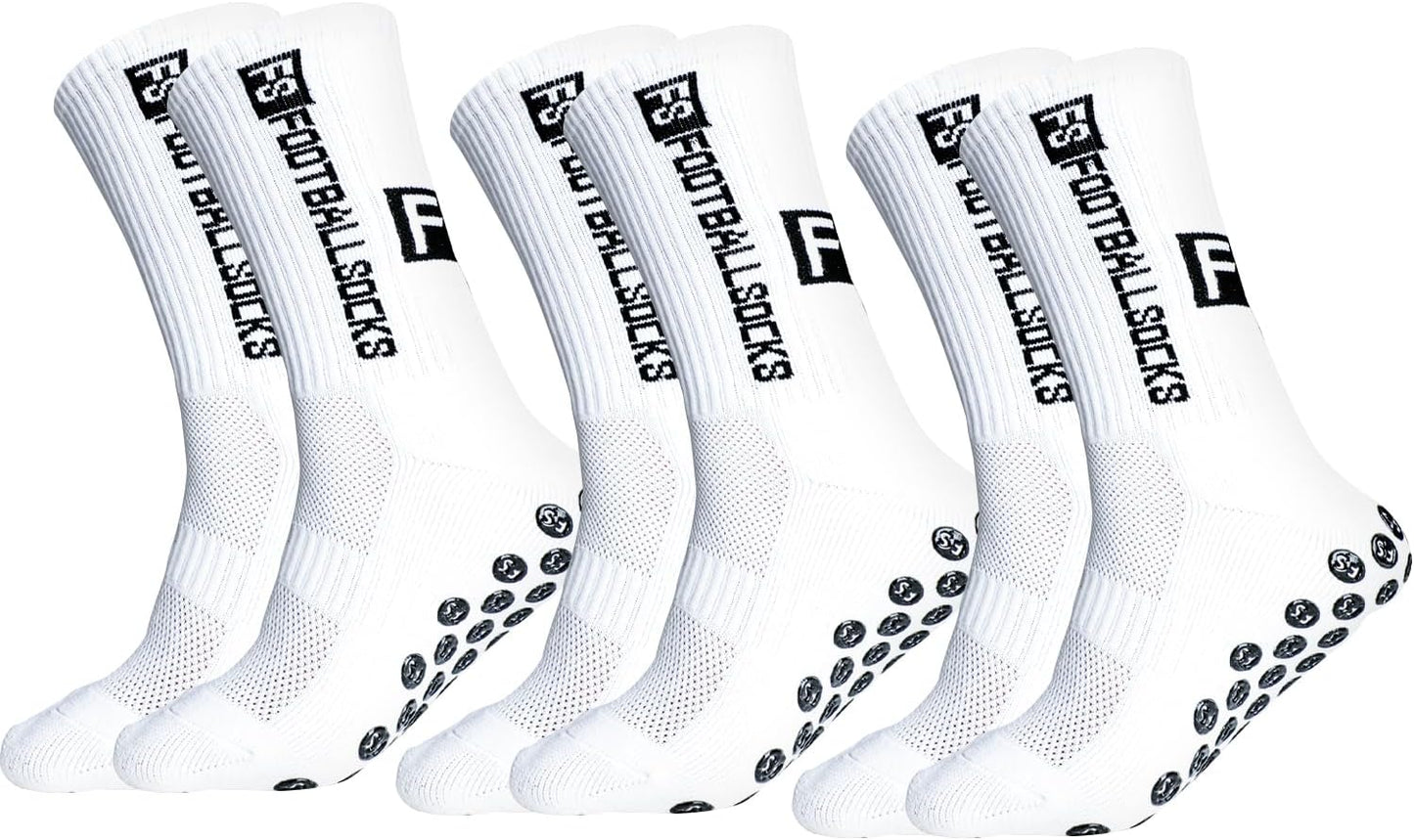 Premium Anti-Slip Grip Socks for Soccer & Sports (3 Pairs)