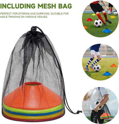 Premium Soccer Agility Training Cones with Mesh Carry Bag (105 PCS)