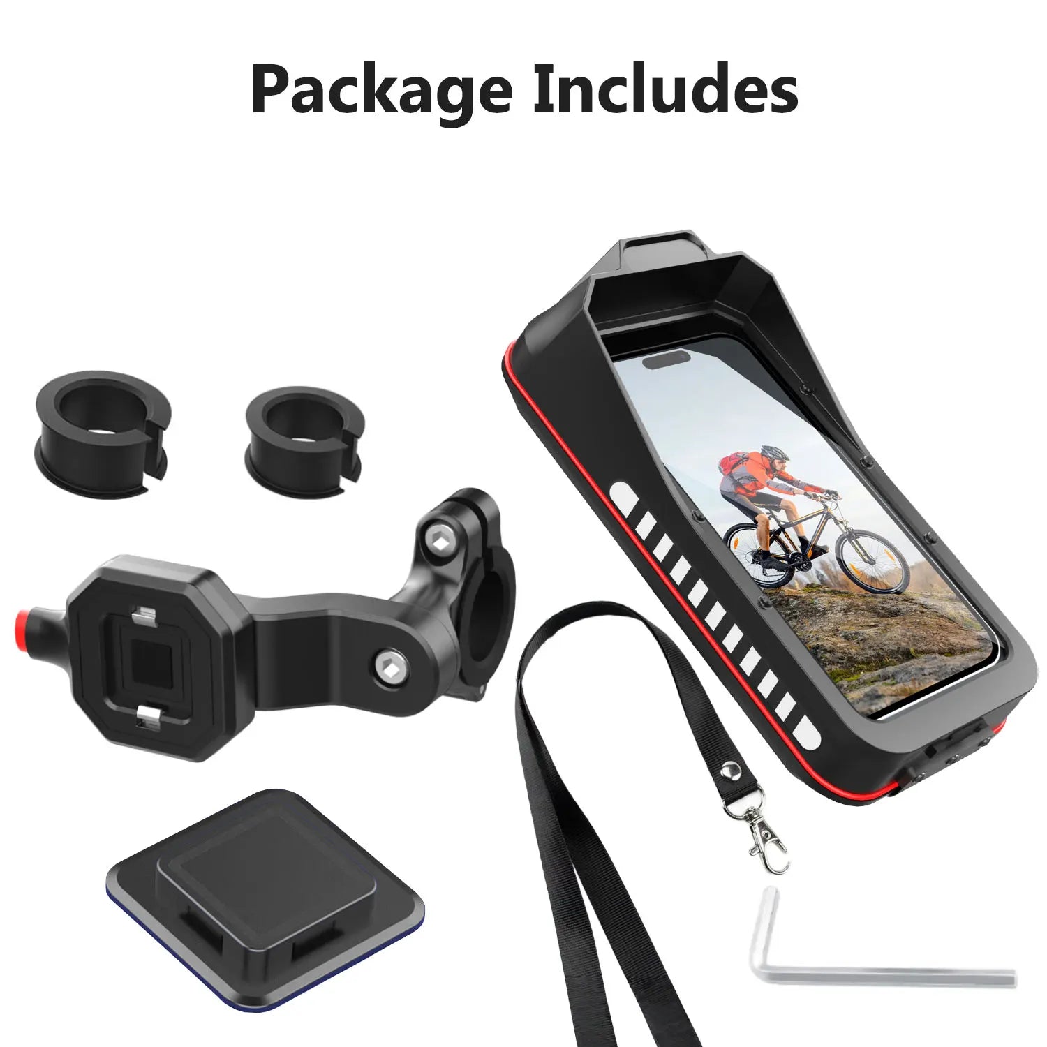 Waterproof Bike and Motorcycle Phone Mount with Touch Screen and Handlebar Base