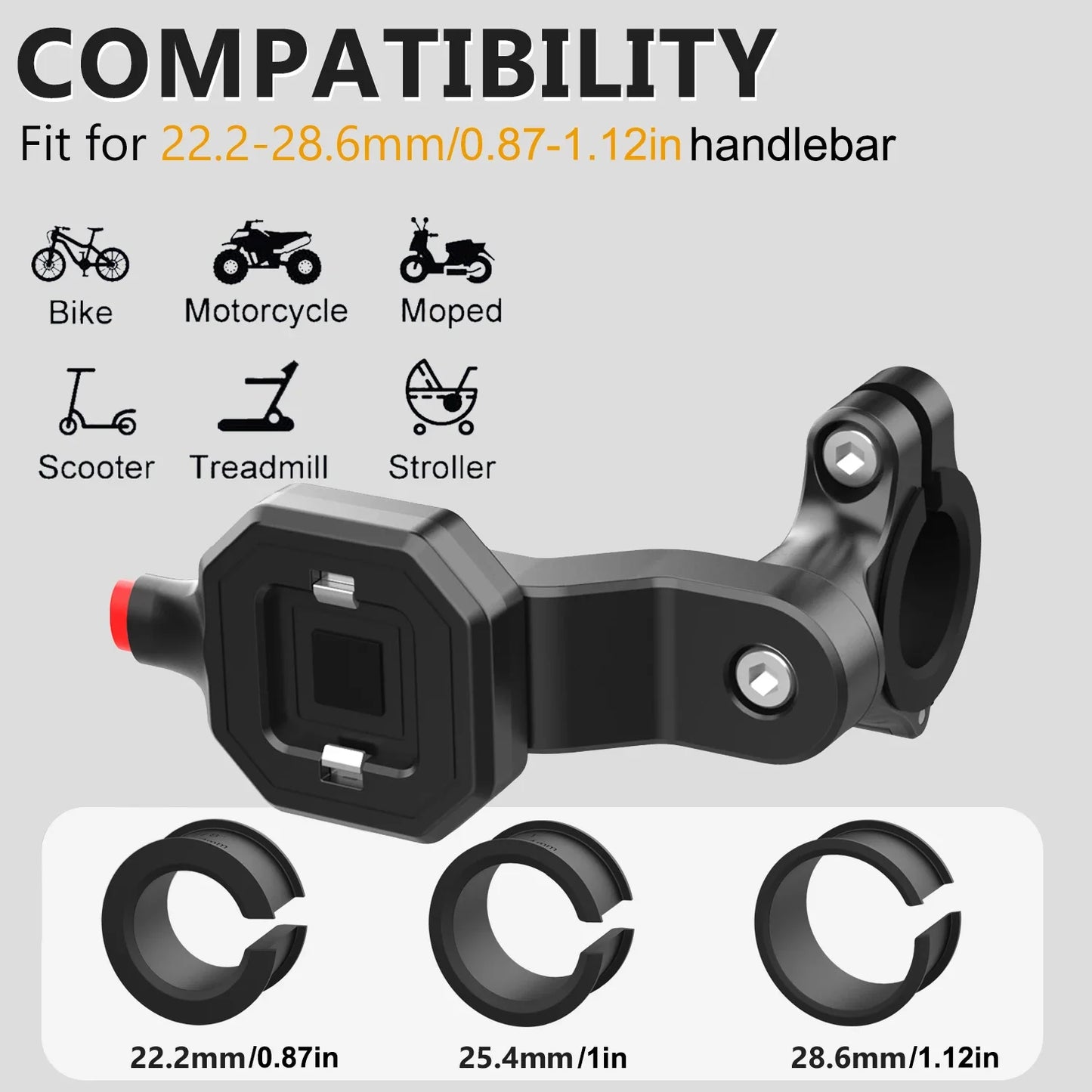 Waterproof Bike and Motorcycle Phone Mount with Touch Screen and Handlebar Base