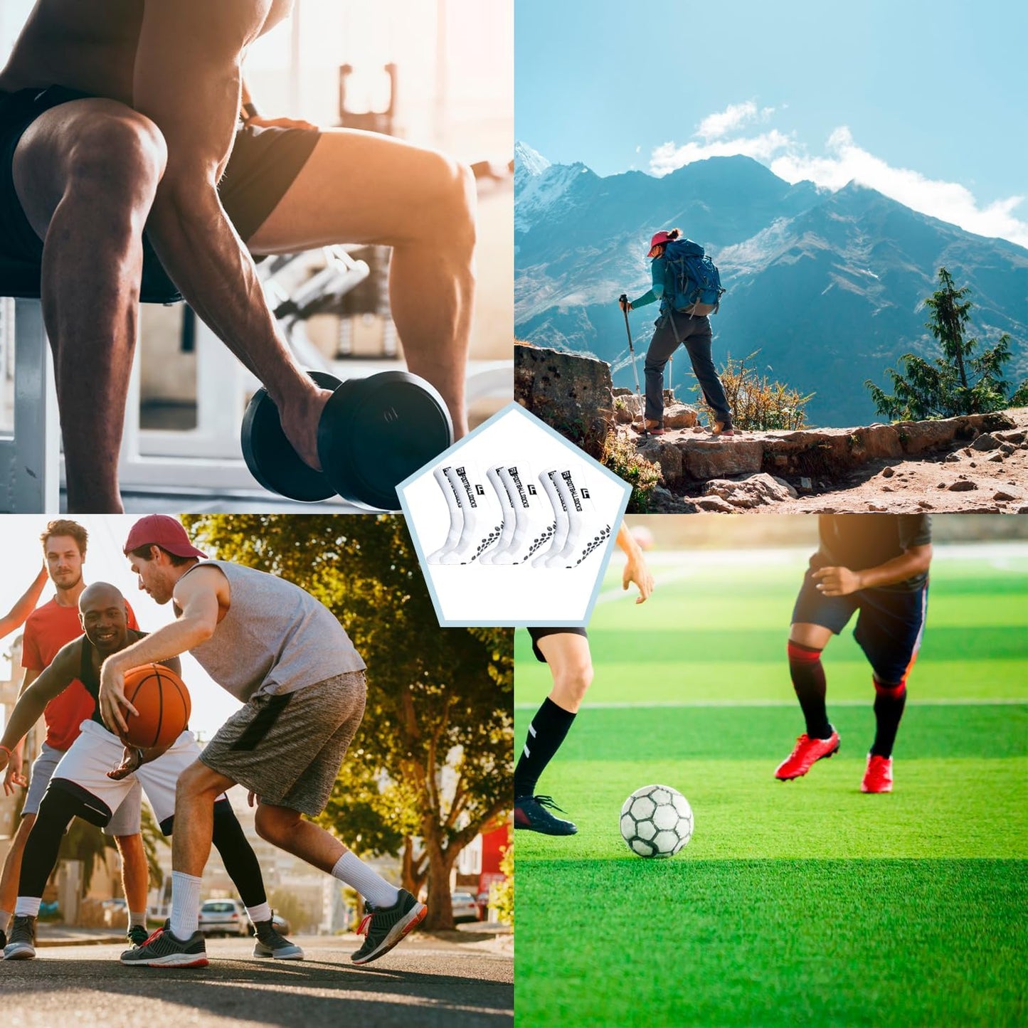 Premium Anti-Slip Grip Socks for Soccer & Sports (3 Pairs)