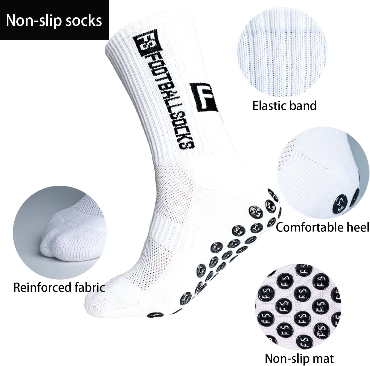 Premium Anti-Slip Grip Socks for Soccer & Sports (3 Pairs)