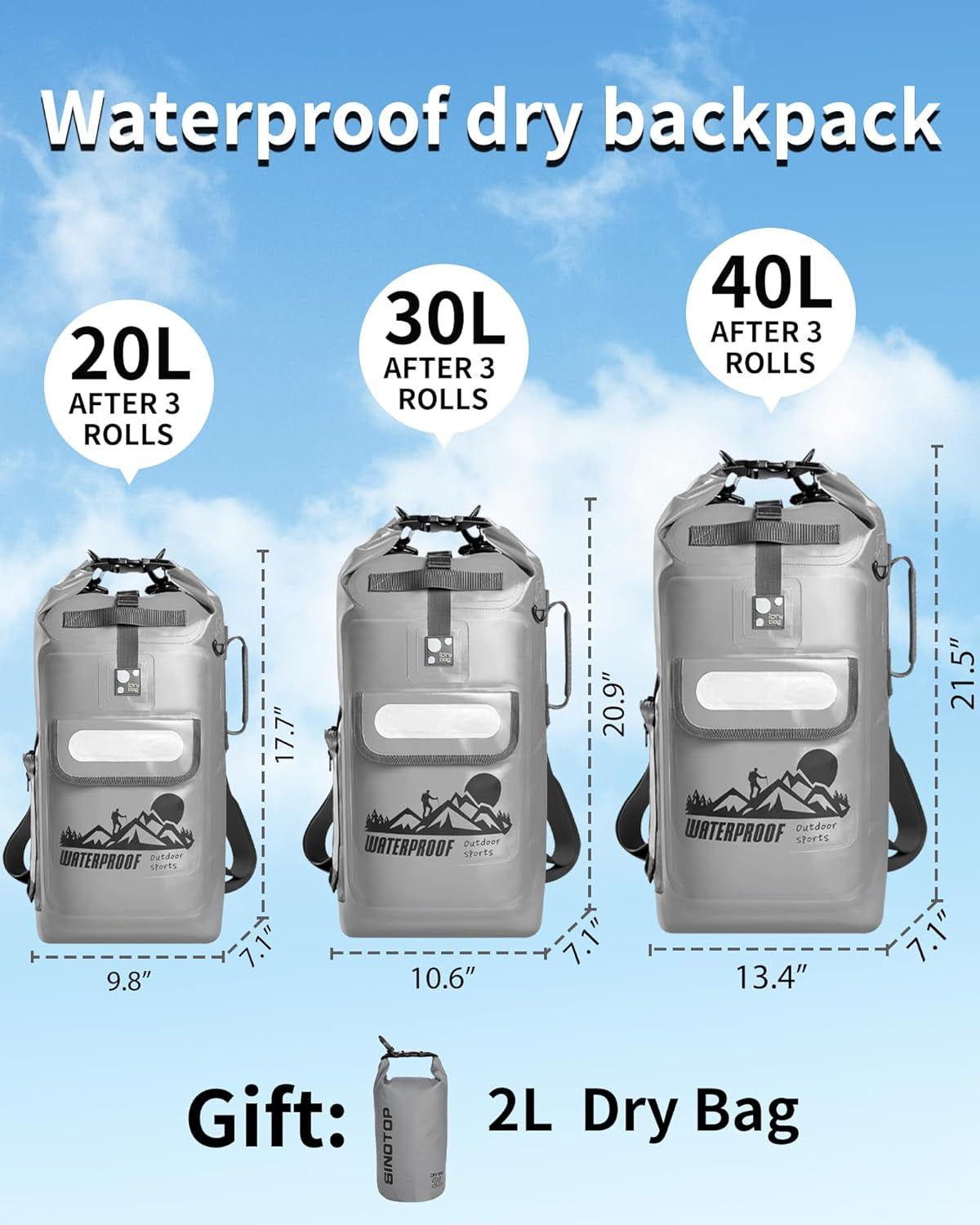 Waterproof Dry Bag Backpack for Camping, Hiking & Kayaking