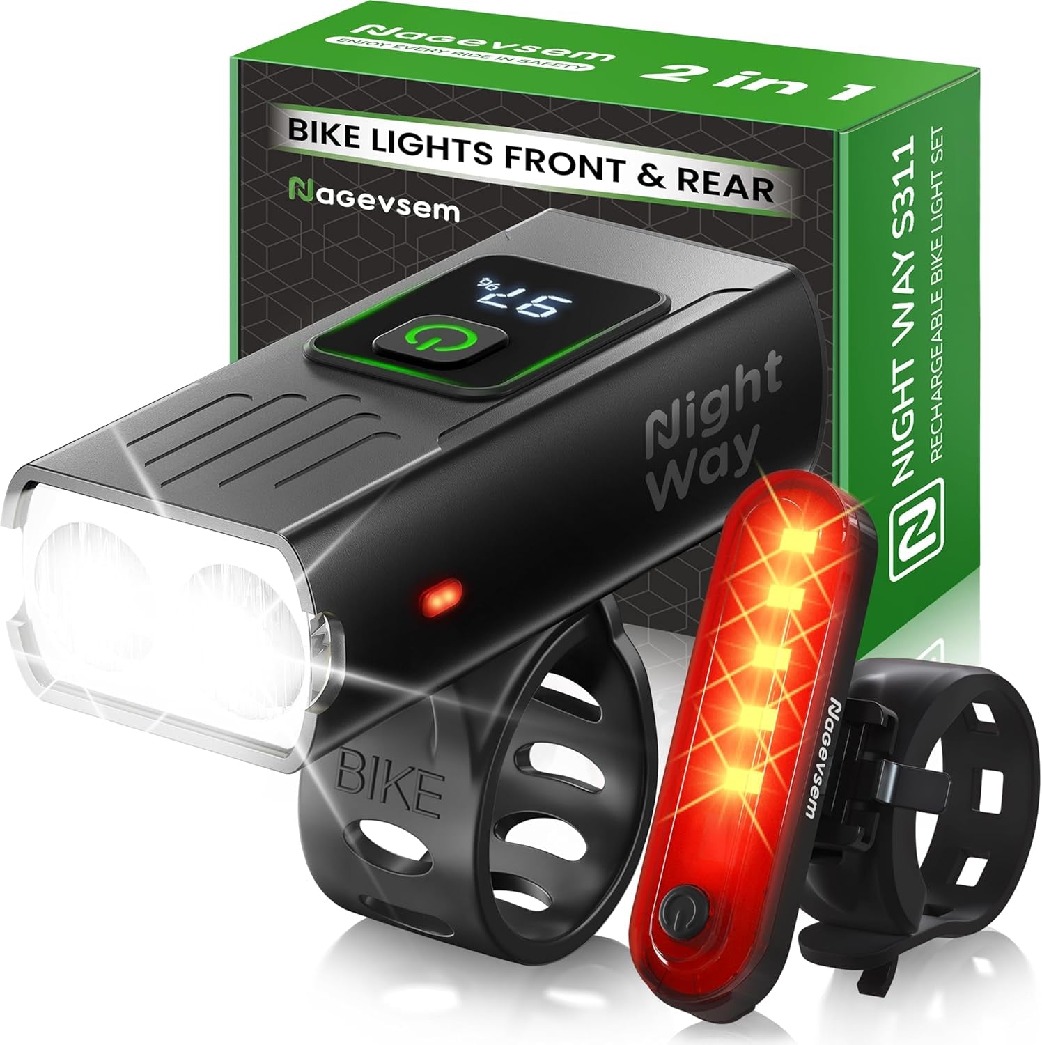 Premium USB-C Rechargeable Bike Light Set for Night Riding - Waterproof, 12+6 Modes, Ideal for Road and Mountain Cycling